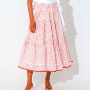 Cleobella Pink and White Printed Midi Skirt